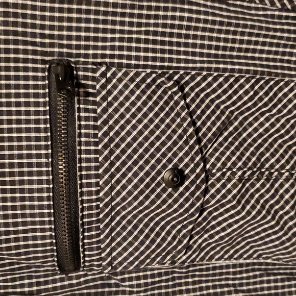 7 Diamonds Men's Black/White Plaid Button Down, Zip Down Long Sleeve - Large - Picture 3 of 9